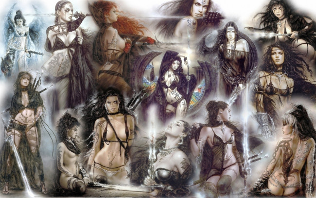 Обои картинки фото фэнтези, _luis royo, луис, ройо, девушки, оружие, мечи, эротика