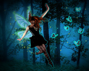 Картинка фэнтези феи фон девушка бабочки крылья