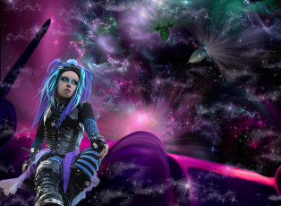 Картинка фэнтези девушки фон униформа пирсинг девушка