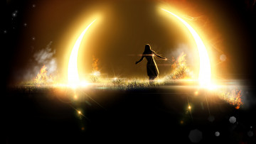 Картинка фэнтези магия девушка фон поле