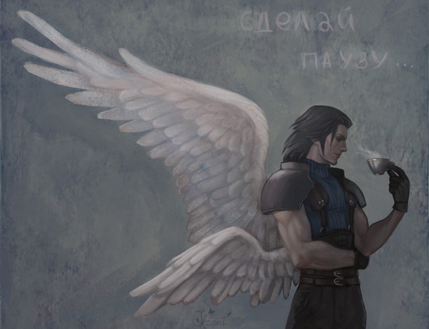 Обои картинки фото фэнтези, ангелы, чашка, крылья, ангел