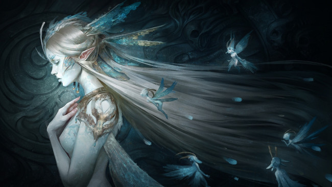 Обои картинки фото фэнтези, эльфы, by, skyzocat, феи, девушка, эльф