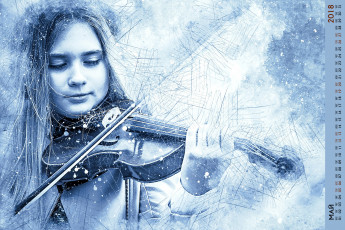 Картинка календари компьютерный+дизайн девочка лицо скрипка