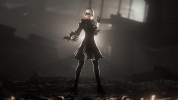 Картинка видео+игры nier +automata платье маска фон девушка