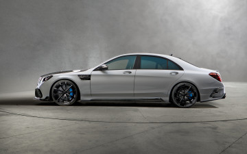 Картинка автомобили mercedes-benz мercedes benz s-class w222 вид сбоку тюнинг mansory signature edition седан премиум класс новый серый черные колеса синие калиперы