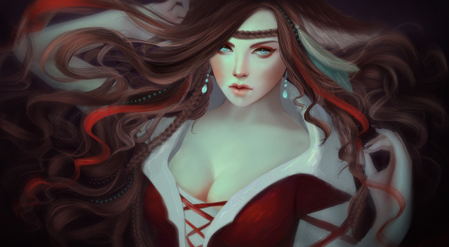 Обои картинки фото фэнтези, девушки, девушка, фон, взгляд