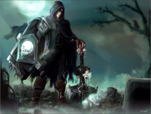 Картинка видео+игры league+of+legends taric щит молот кладбище