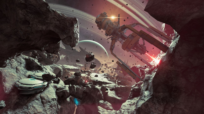 Обои картинки фото видео игры, chorus,  rise as one, космос, станция, скалы, планета