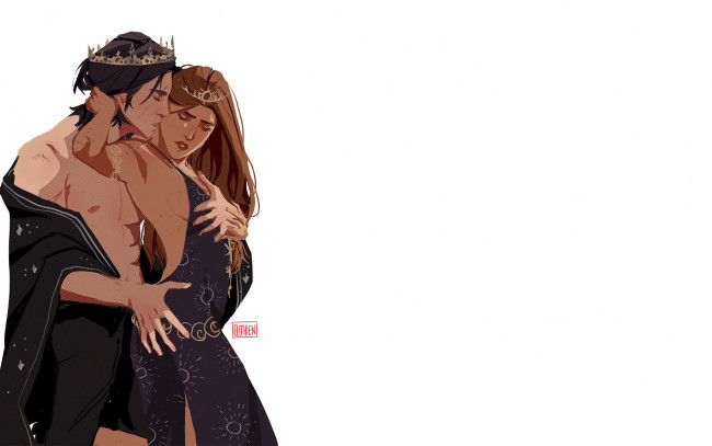Обои картинки фото рисованное, люди, пара, корона