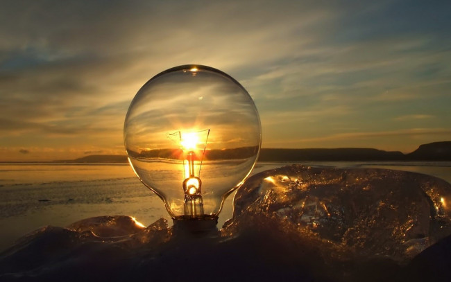 Обои картинки фото разное, осветительные приборы, лампочка, лед, закат