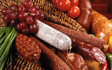 Картинка еда колбаса томаты помидоры