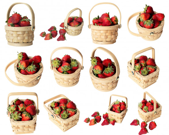 Обои картинки фото еда, клубника, земляника, корзинки