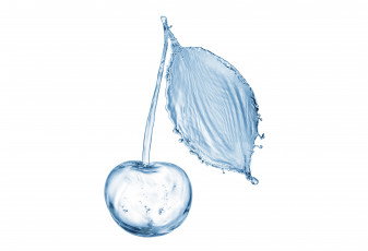 Картинка разное компьютерный+дизайн листик черешня белый фон вода брызги