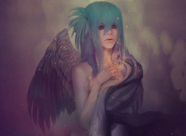 Обои картинки фото фэнтези, ангелы, крылья, девушка