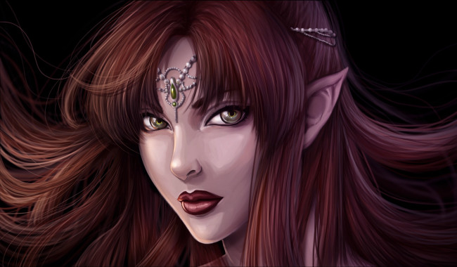 Обои картинки фото фэнтези, эльфы, взгляд, эльф, украшение