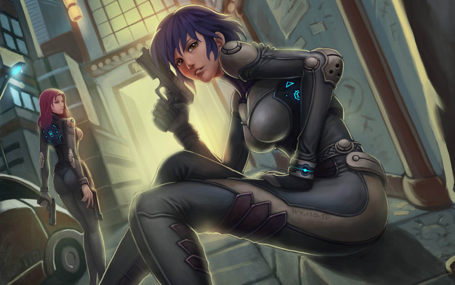 Обои картинки фото фэнтези, девушки, комбинезоны, будущее, оружие, солдаты