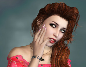 Картинка 3д+графика портрет+ portraits фон взгляд девушка