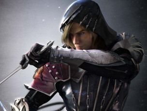 Картинка 3д+графика фантазия+ fantasy assassin капюшон арт оружие ножи мужчина