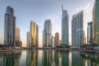 Картинка jumeirah+lakes+towers+-+dubai города дубай+ оаэ водоем небоскребы