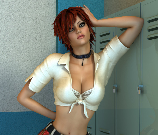 Обои картинки фото 3д графика, люди , people, девушка, фон, взгляд