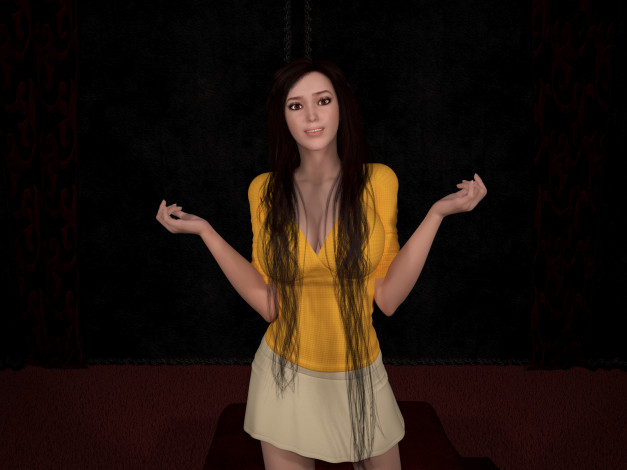 Обои картинки фото 3д графика, люди , people, девушка, взгляд, фон