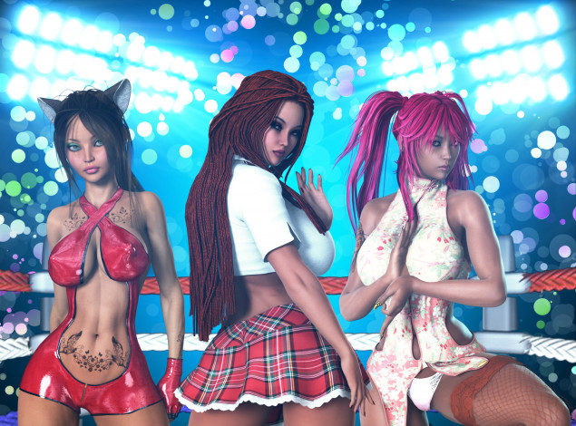 Обои картинки фото 3д графика, люди , people, фон, взгляд, девушки