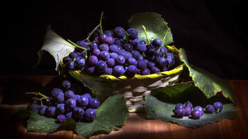 Картинка еда виноград ягоды корзинка