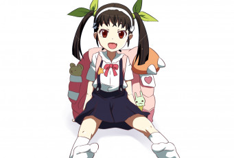 Картинка аниме bakemonogatari взгляд девушка фон