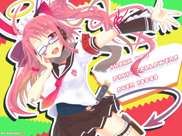 Обои картинки фото аниме, unknown,  другое, девушка, фон, взгляд