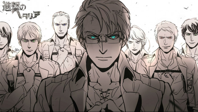 Обои картинки фото аниме, shingeki no kyojin, атака, титанов