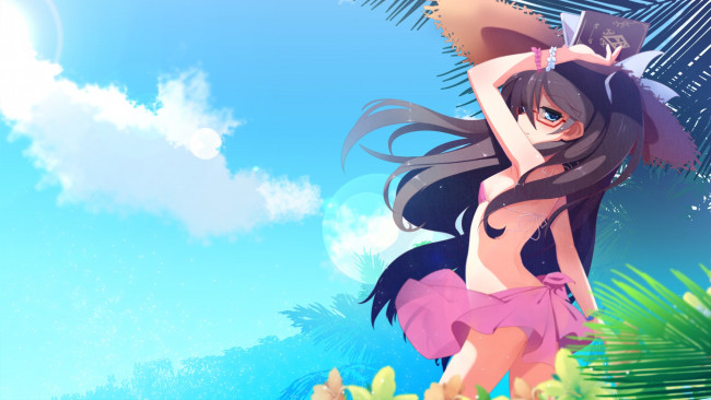 Обои картинки фото аниме, unknown,  другое, девушка, фон, взгляд