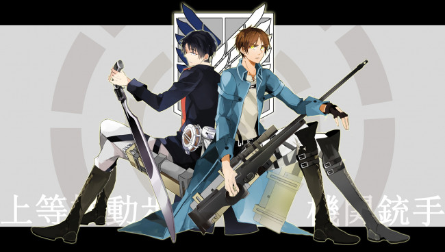 Обои картинки фото аниме, shingeki no kyojin, shingeki, no, kyojin, атака, титанов, арт