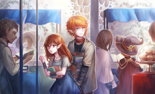 Обои картинки фото аниме, животные,  существа, девушка, фон, взгляд