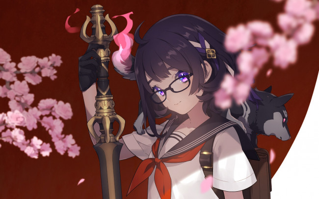 Обои картинки фото аниме, unknown,  другое, девушка, фон, взгляд