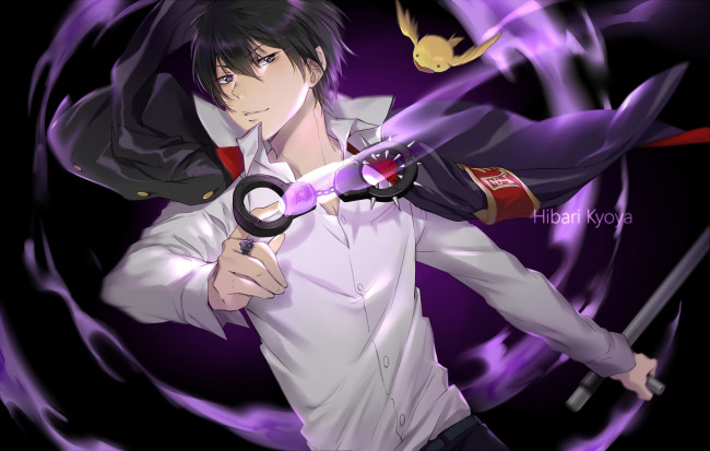Обои картинки фото аниме, katekyo hitman reborn, hibari, kyouya