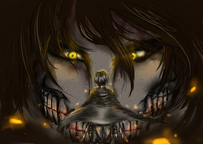 Обои картинки фото аниме, shingeki no kyojin, атака, титанов