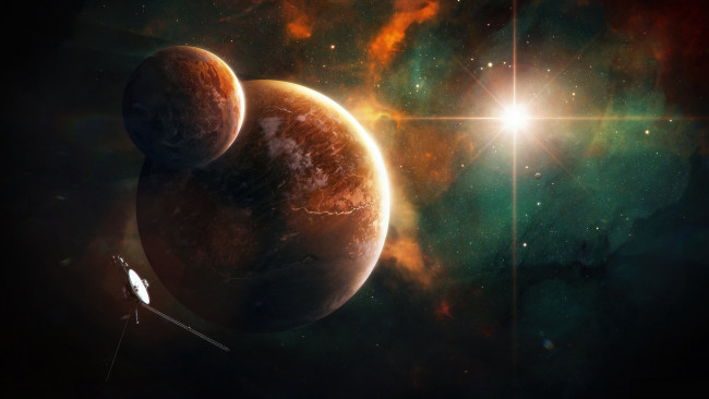 Обои картинки фото космос, арт, звезды, галактика, вселенная, планеты