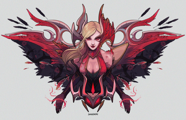 Обои картинки фото видео игры, league of legends, моргана, перья