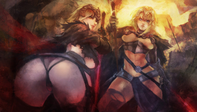 Обои картинки фото fate, grand order, аниме, stay night,  grand order,  apocrypha, девушки, фон, униформа, взгляд