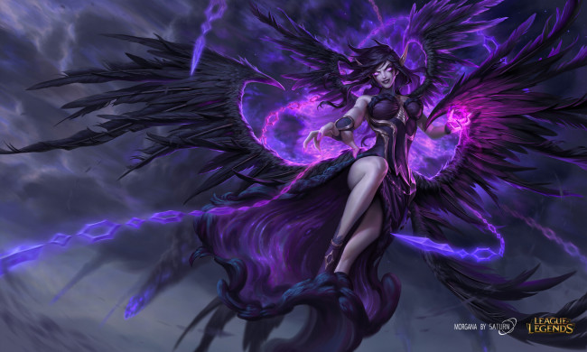 Обои картинки фото видео игры, league of legends, morgana, крылья, магия