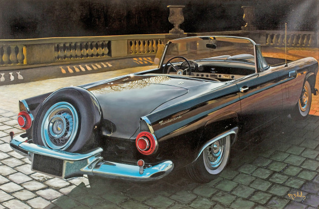 Обои картинки фото рисованное, авто, мото, машина, кабриолет, площадка