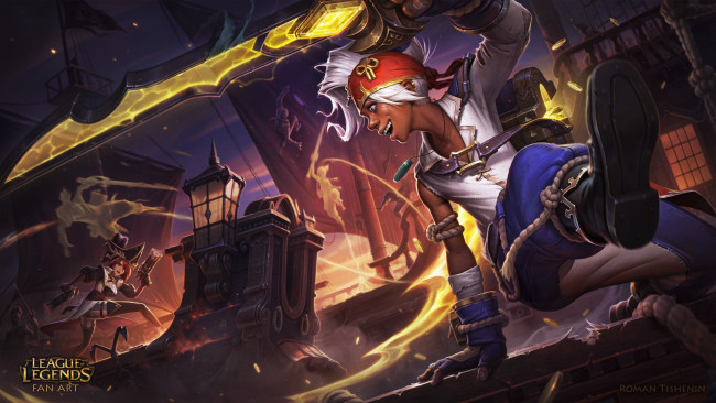 Обои картинки фото видео игры, league of legends, пираты, корабли, оружие, miss, fortune