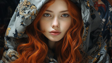 Картинка 3д+графика портреты+и+лица+ portraits+and+faсes рыжие волосы портрет