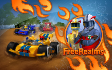 обоя видео игры, free realms, машины, гонка, гонщики