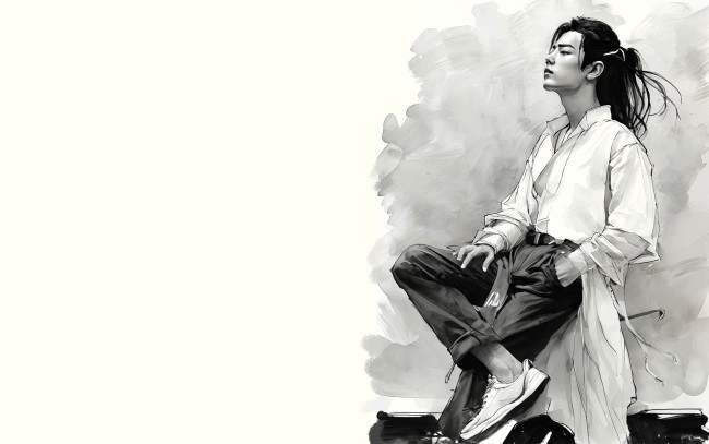 Обои картинки фото рисованное, люди, сяо, чжань, актер, рубашка, брюки