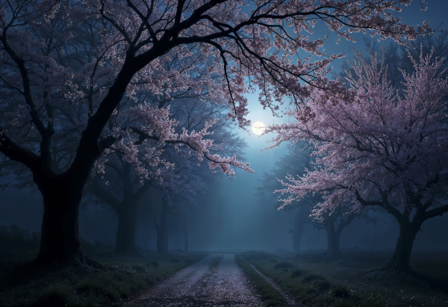 Обои картинки фото разное, компьютерный дизайн, весна, сад, сумерки