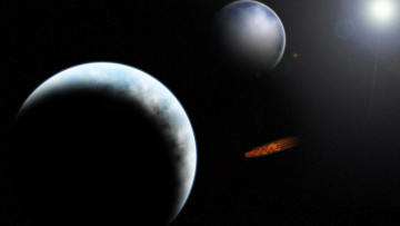 Картинка космос арт звезда комета планеты