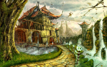 Картинка фэнтези иные миры времена дерево птицы