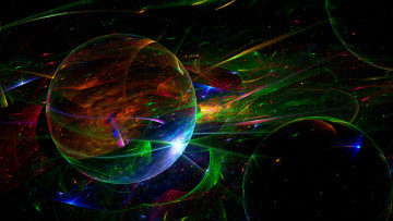 Картинка 3д+графика абстракция+ abstract лучи объем свет цвет шар круг линии