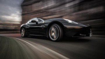 Картинка автомобили ferrari дорога движение скорость шоссе трасса черный